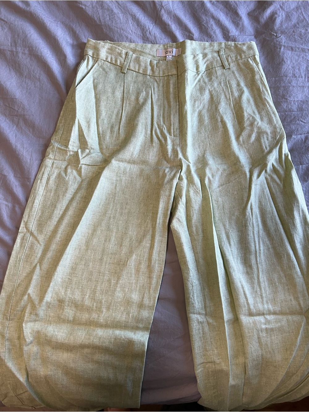 Lulu's Pale Green Wide-Leg Trousers